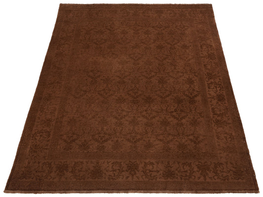 Defnera Brown Dark Brown 8.2x9.10 Hand Knotted Rug