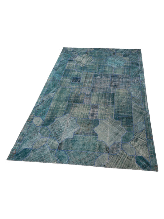 Patchwork Blue 10.10x15.9 Hand Knotted Rug