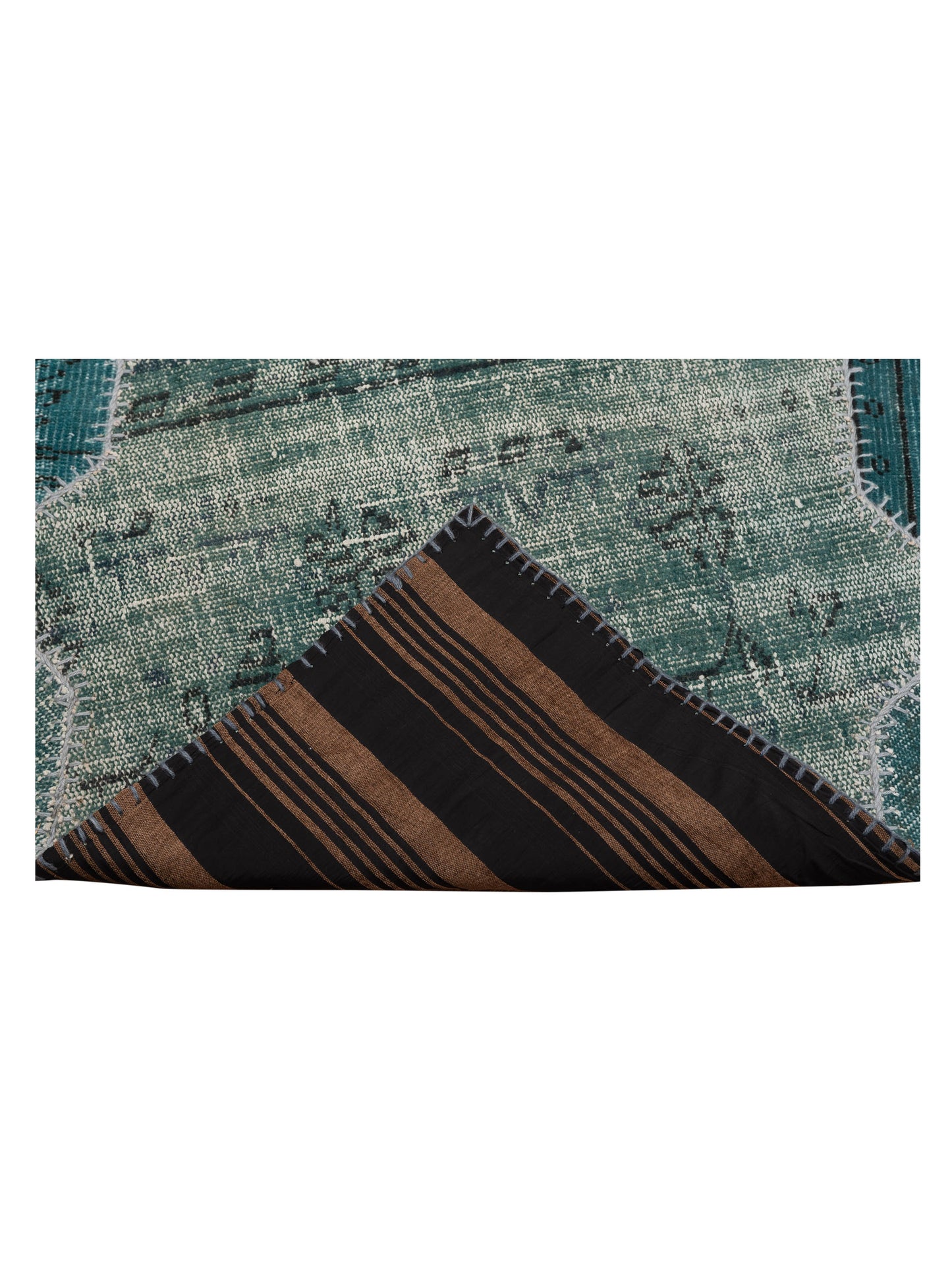 Patchwork Green 10.9x14.9 Hand Knotted Rug