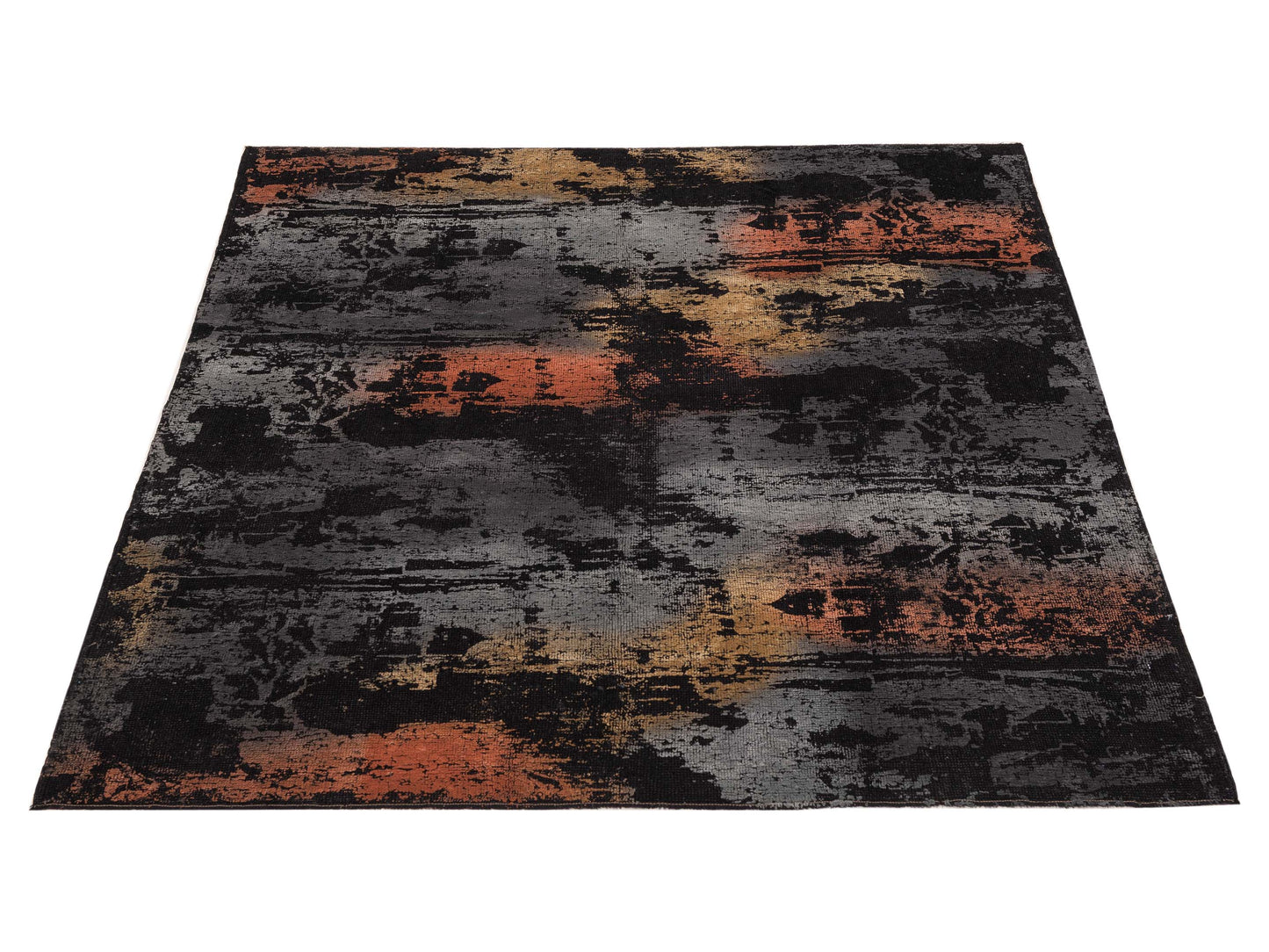 Vintage Black 6.11x7.4 Hand Knotted Rug