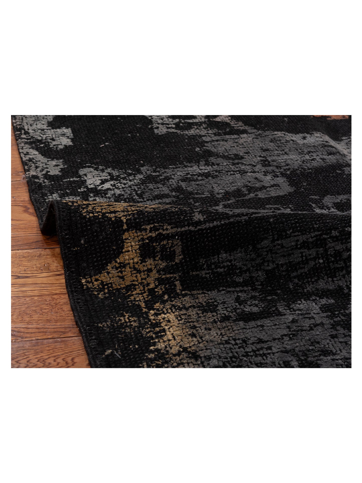 Vintage Black 6.11x7.4 Hand Knotted Rug