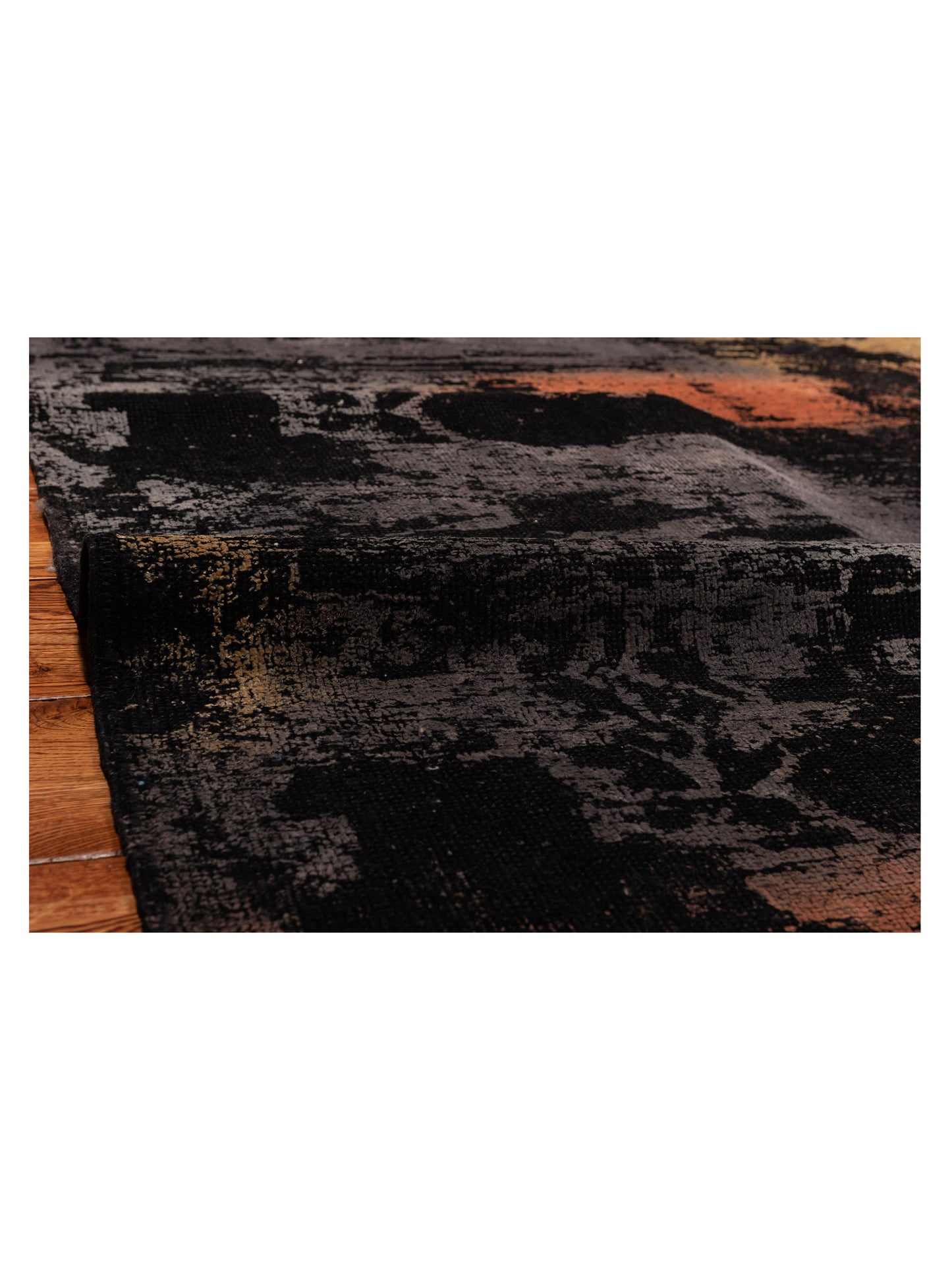 Vintage Black 6.11x7.4 Hand Knotted Rug