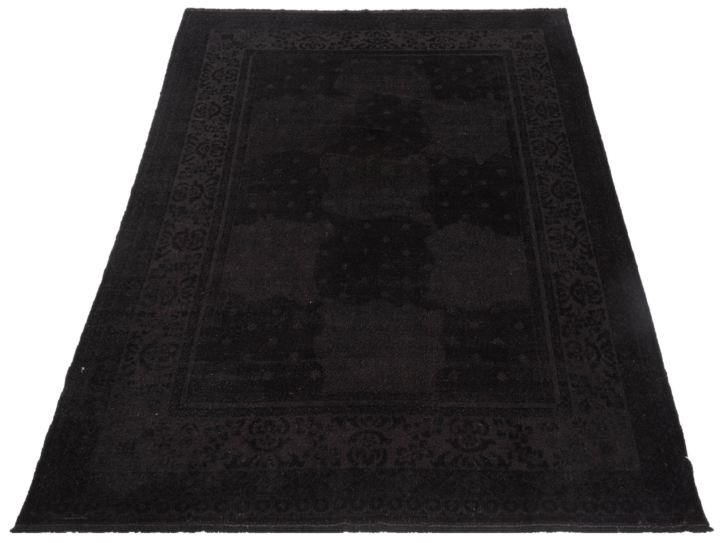 Vintage Black 6.10x8.6 Hand Knotted Rug