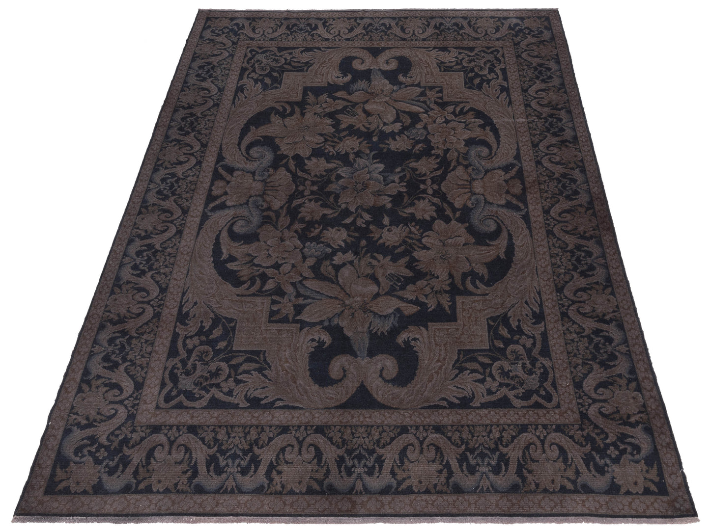 Vintage Charcoal 9.9x12 Hand Knotted Rug