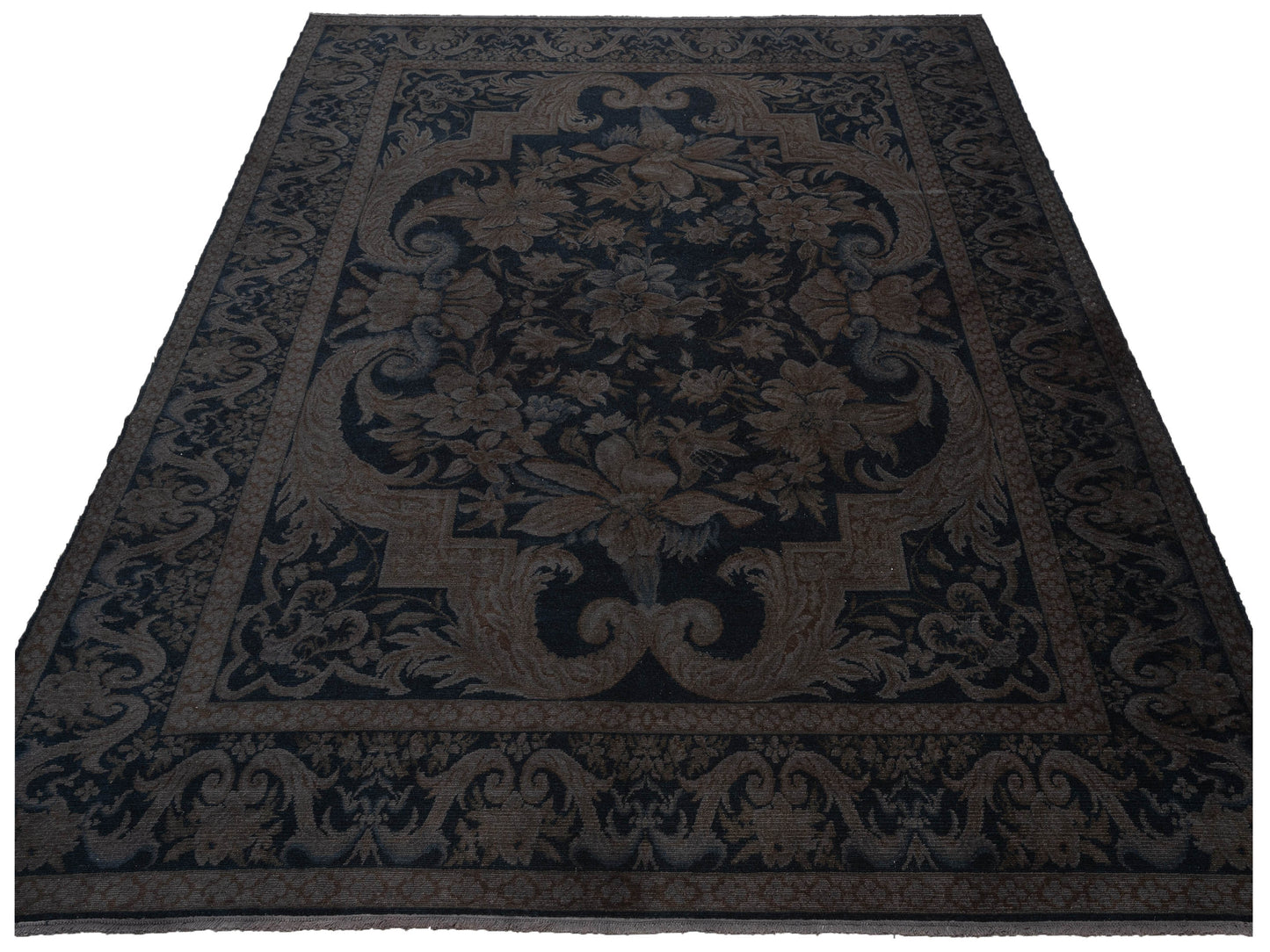 Vintage Charcoal 9.9x12 Hand Knotted Rug
