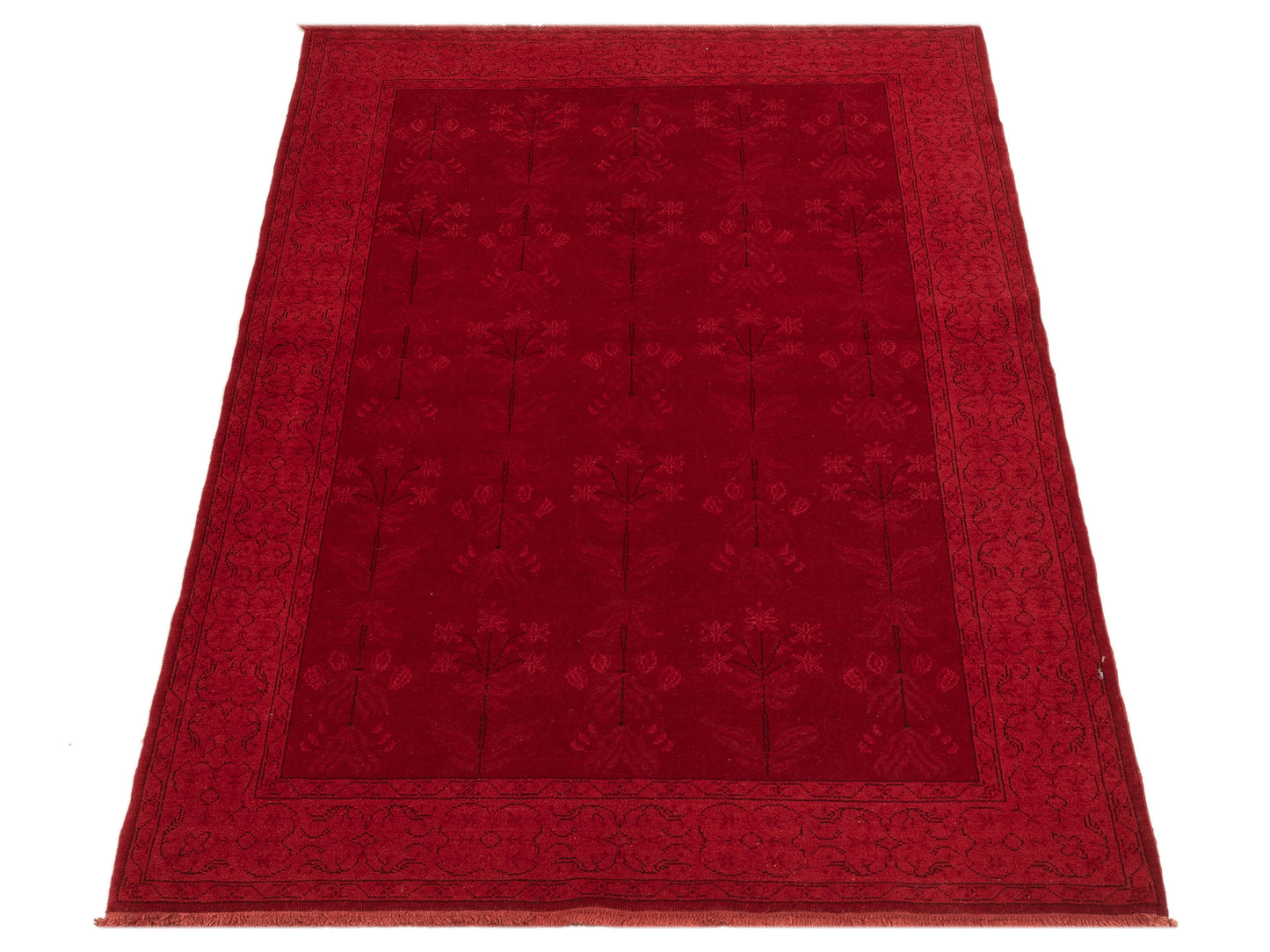 Vintage Red 4.4x6.3 Hand Knotted Rug