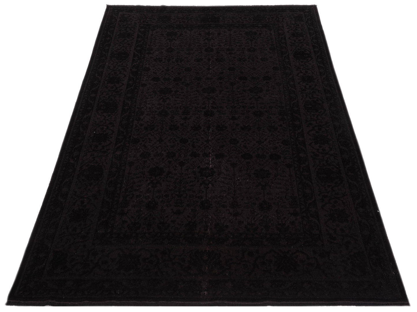 Vintage Black 6.7x9.1 Hand Knotted Rug