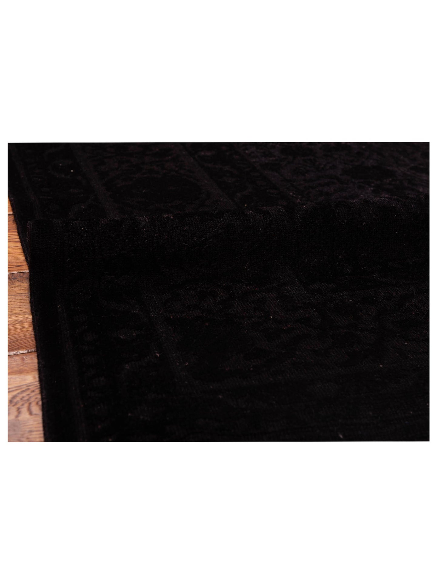Vintage Black 6.7x9.1 Hand Knotted Rug