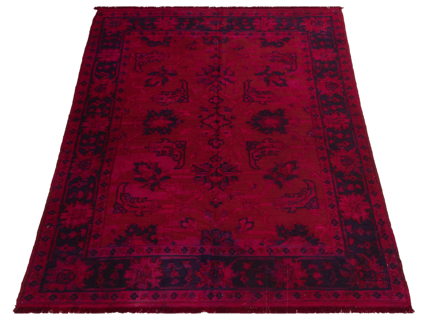 Vintage Red Red 6.6x8.7 Hand Knotted Rug