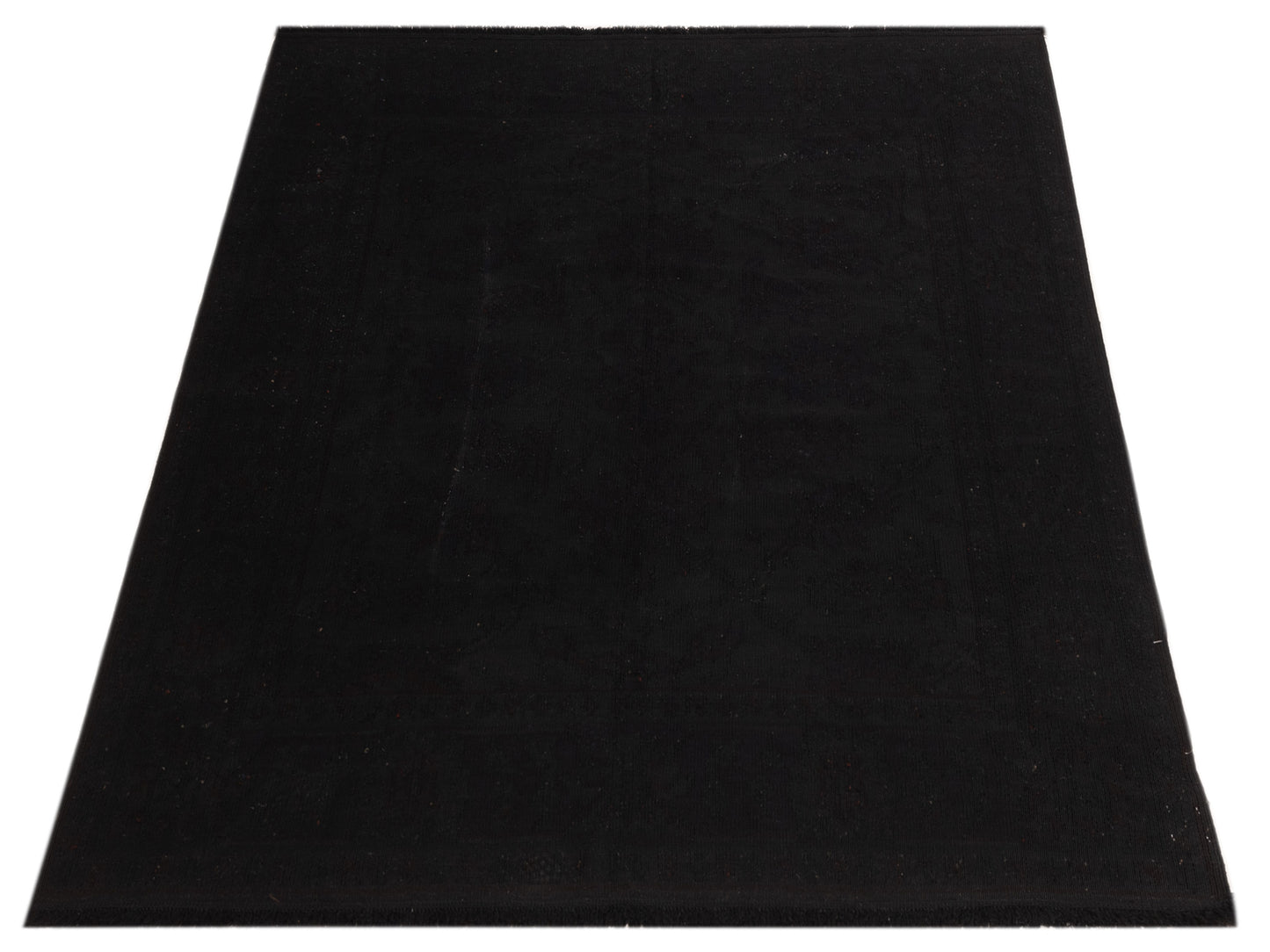 Vintage Black 6.7x6.9 Hand Knotted Rug
