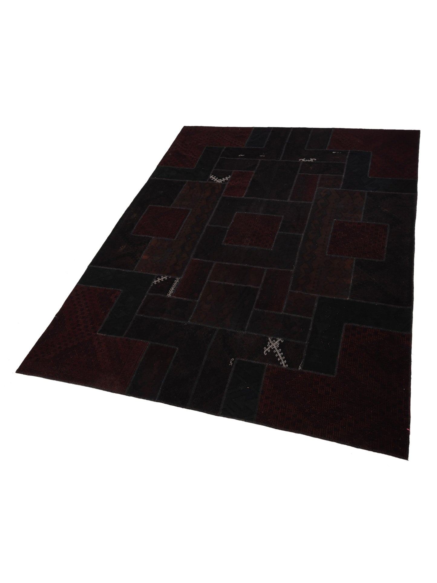 Patchwork Black 9.10x13.1 Hand Knotted Rug