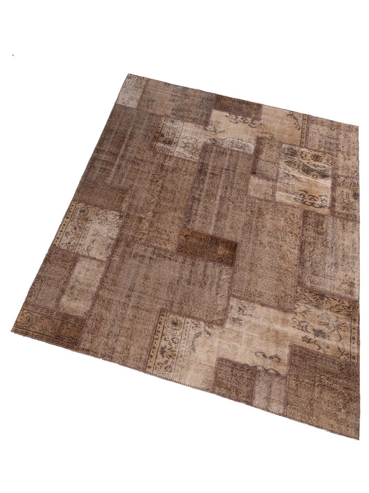 Patchwork Brown 8.3x9.10 Hand Knotted Rug