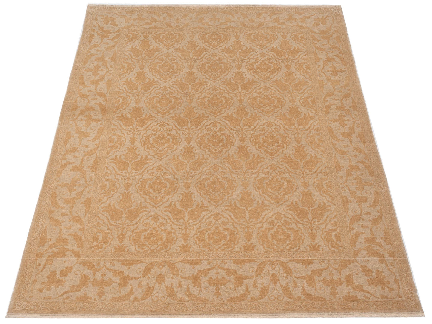 Defnera Cream Gold 9.3x11.11 Hand Knotted Rug