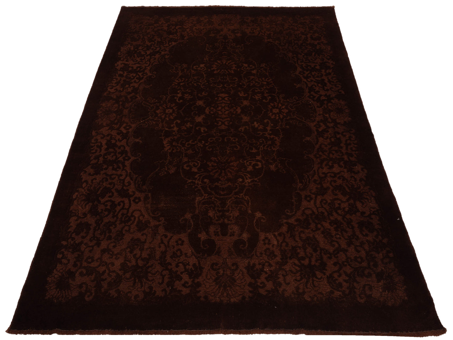 Vintage Dark Brown 6.9x9.8 Hand Knotted Rug