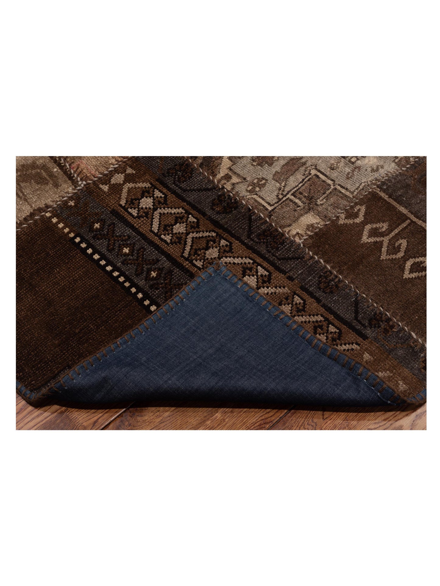 Patchwork Brown 9.10x13.2 Hand Knotted Rug