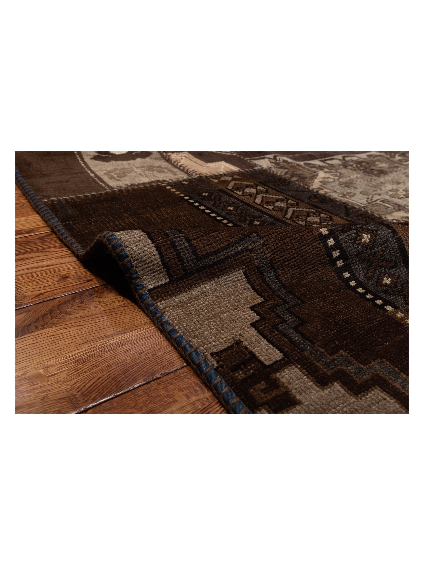 Patchwork Brown 9.10x13.2 Hand Knotted Rug