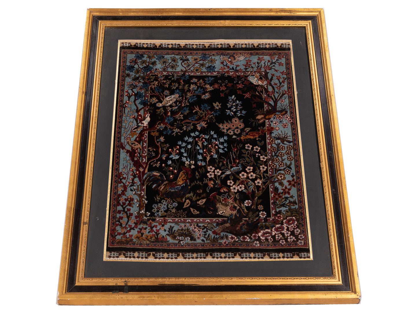 Pure Silk Black Blue 1.8x2.2 Hand Knotted Rug