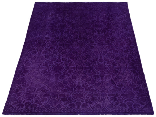 Rechromia Purple Purple 8.3x9.9 Hand Knotted Rug