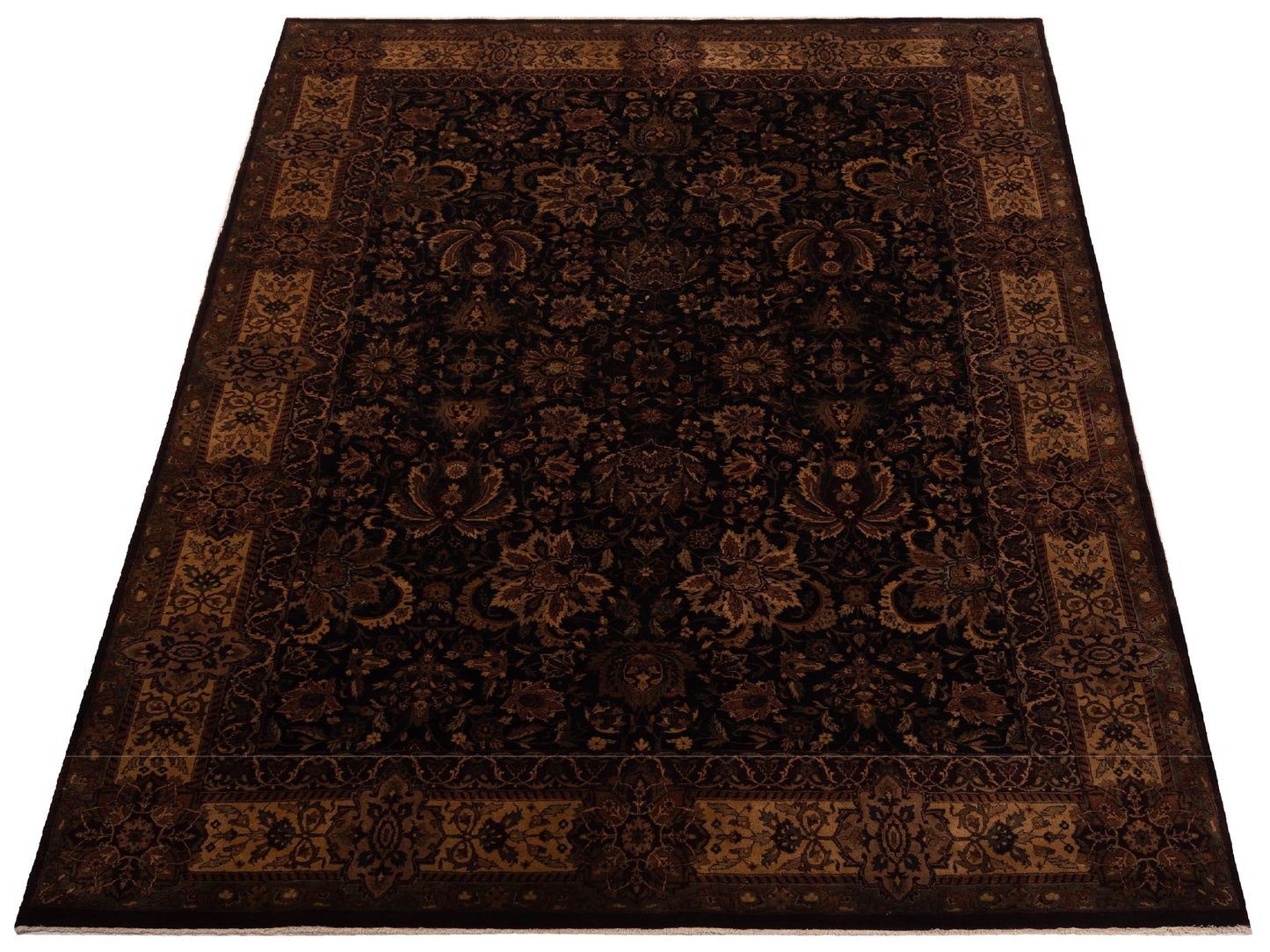 Sansira Black Beige 8.11x12.1 Hand Knotted Rug