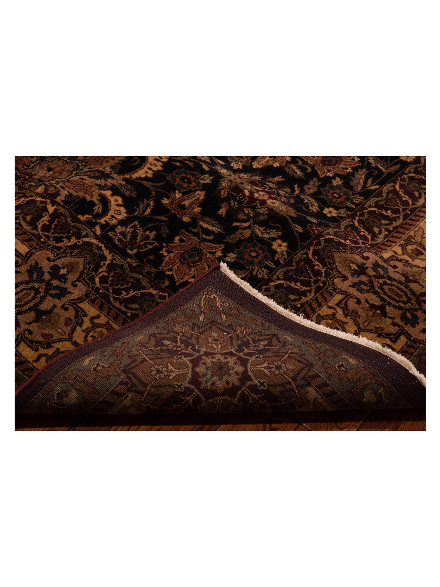 Sansira Black Beige 8.11x12.1 Hand Knotted Rug