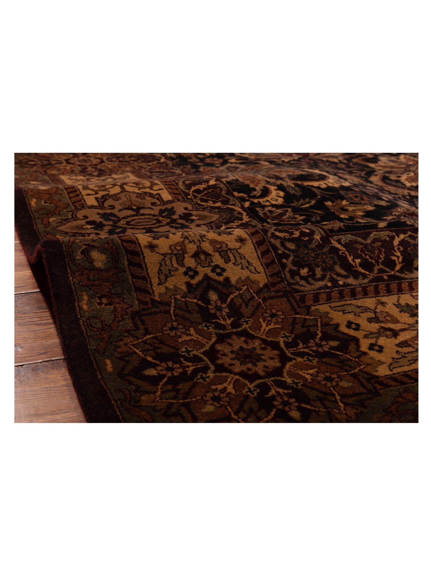 Sansira Black Beige 8.11x12.1 Hand Knotted Rug