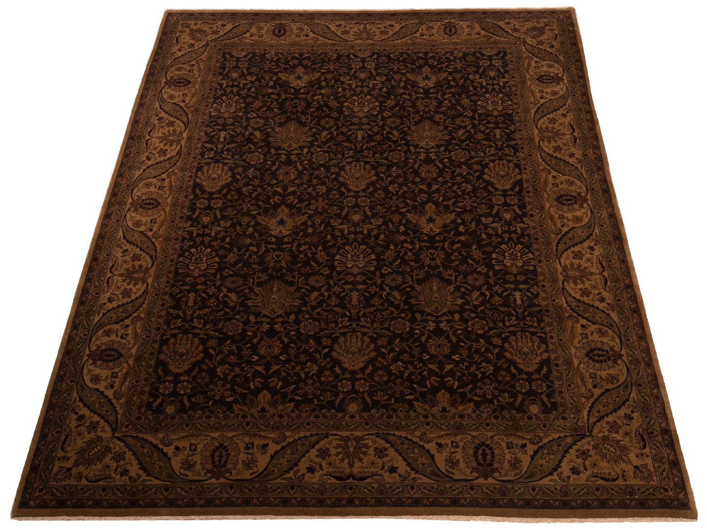 Sansira Brown Cream 9.2x12 Hand Knotted Rug