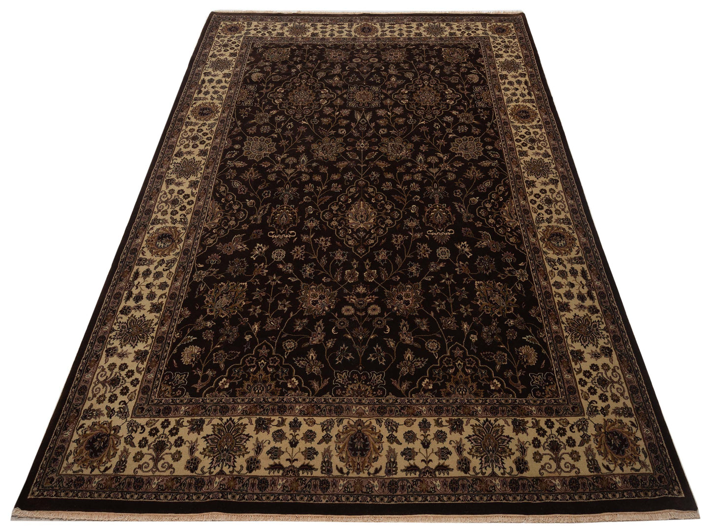 Sansira Dark Brown Ivory 9.1x11.11 Hand Knotted Rug
