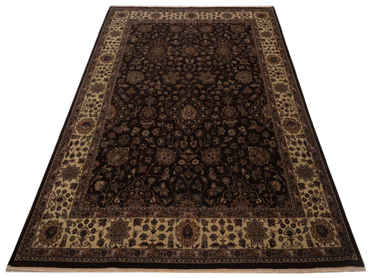 Sansira Dark Brown Ivory 9.1x11.11 Hand Knotted Rug
