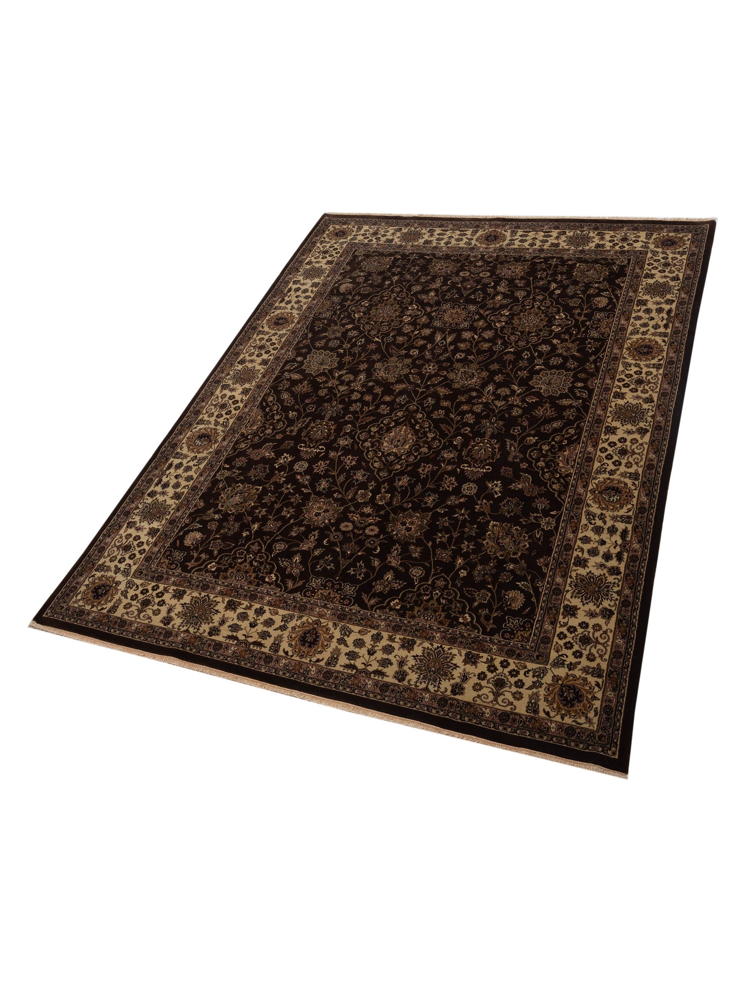 Sansira Dark Brown Ivory 9.1x11.11 Hand Knotted Rug