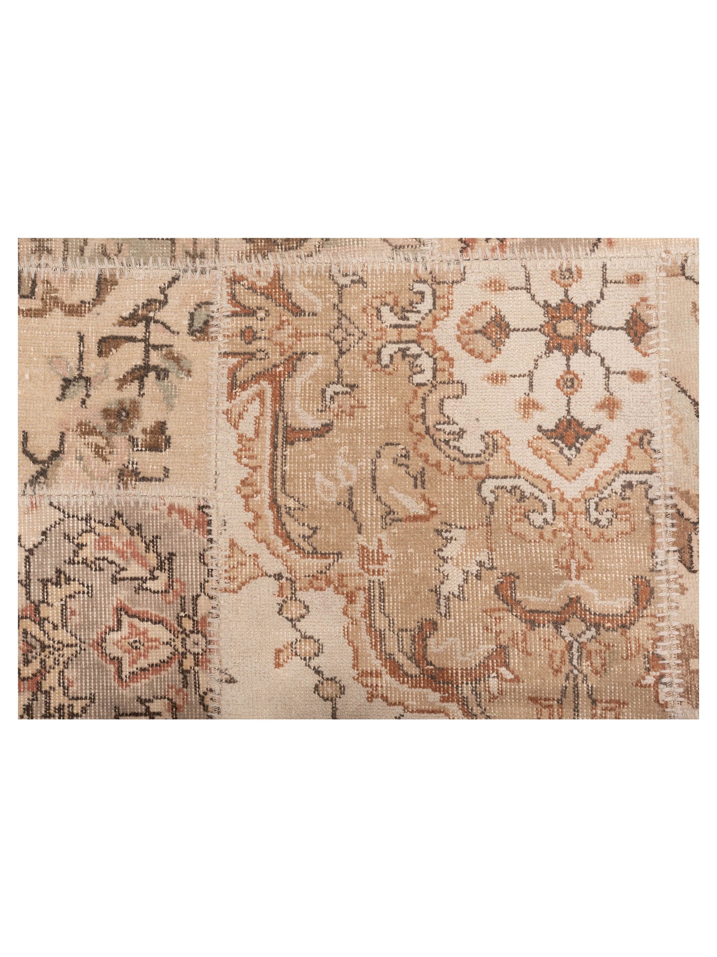 Patchwork Beige Brown 5.9x8.2 Hand Knotted Rug