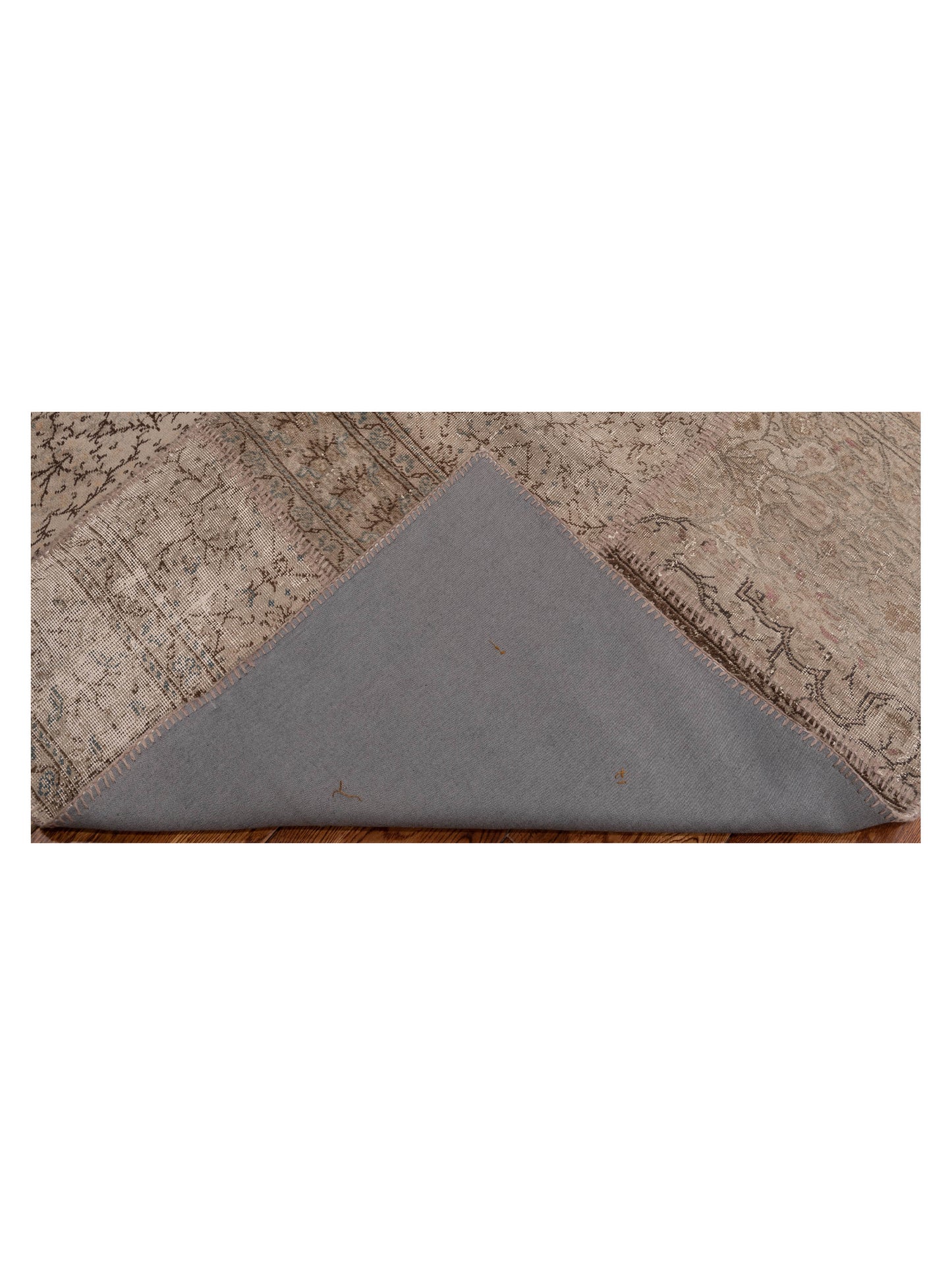 Patchwork Gray Brown 7.11x9.10 Hand Knotted Rug