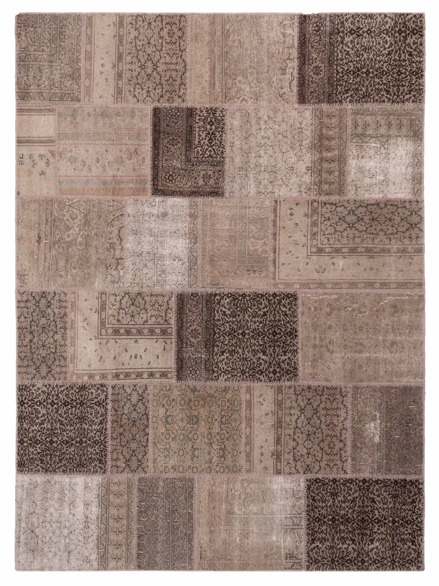 Pasha Turkish Vestige Patchwork  Gray Brown Contemporary