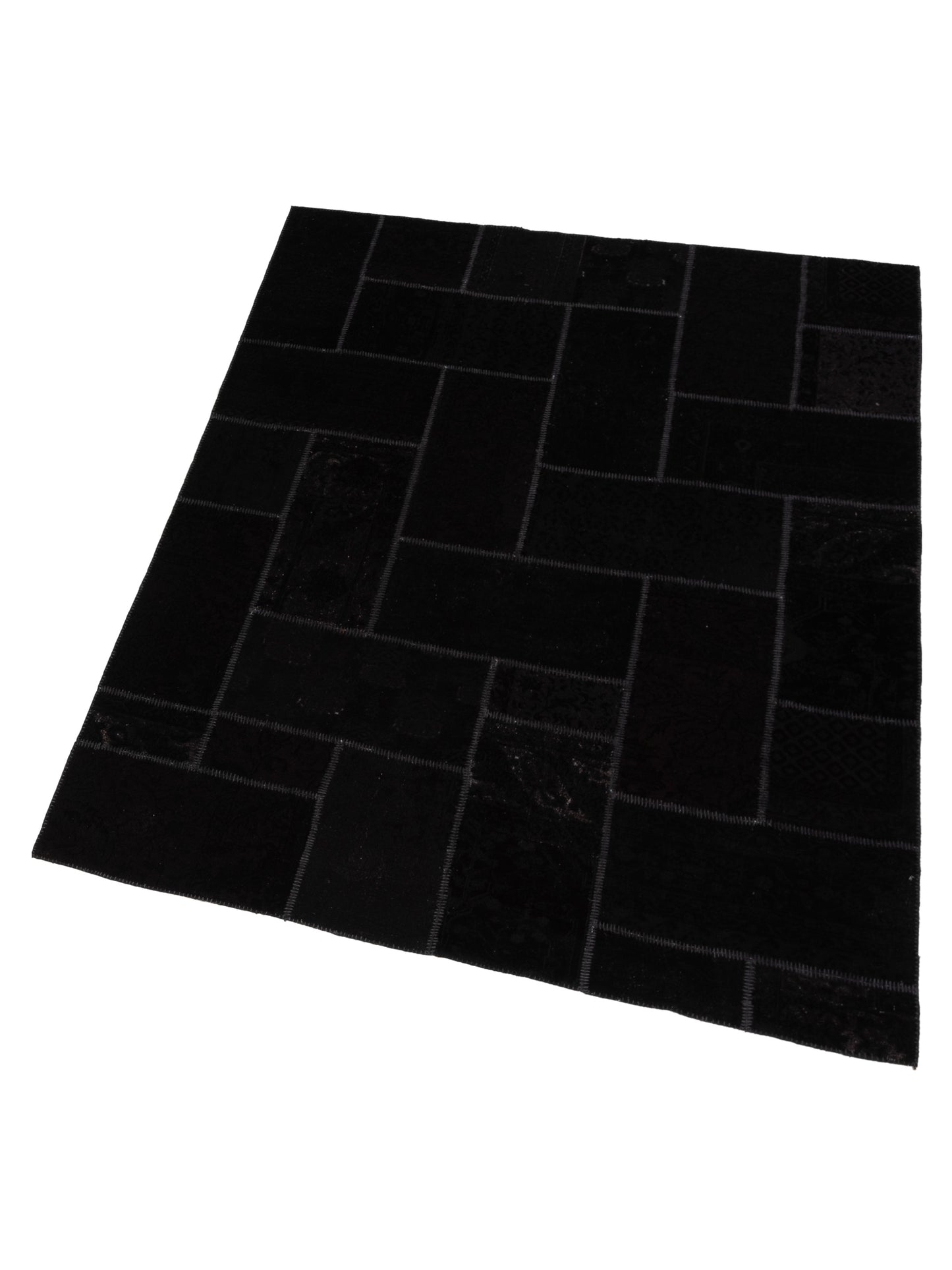 Patchwork Black 7.10x9.9 Hand Knotted Rug