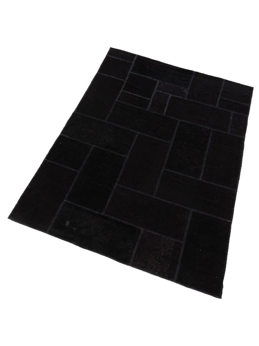 Patchwork Black 6.6x9.10 Hand Knotted Rug
