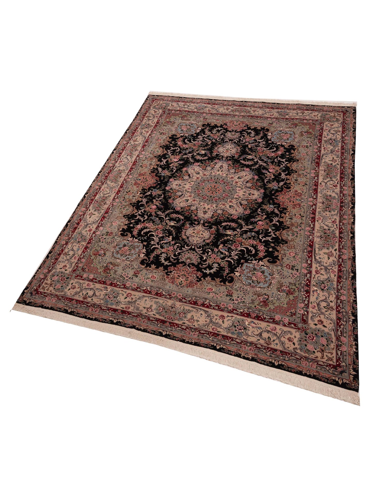 Silkara Black Beige 9x11.11 Hand Knotted Rug