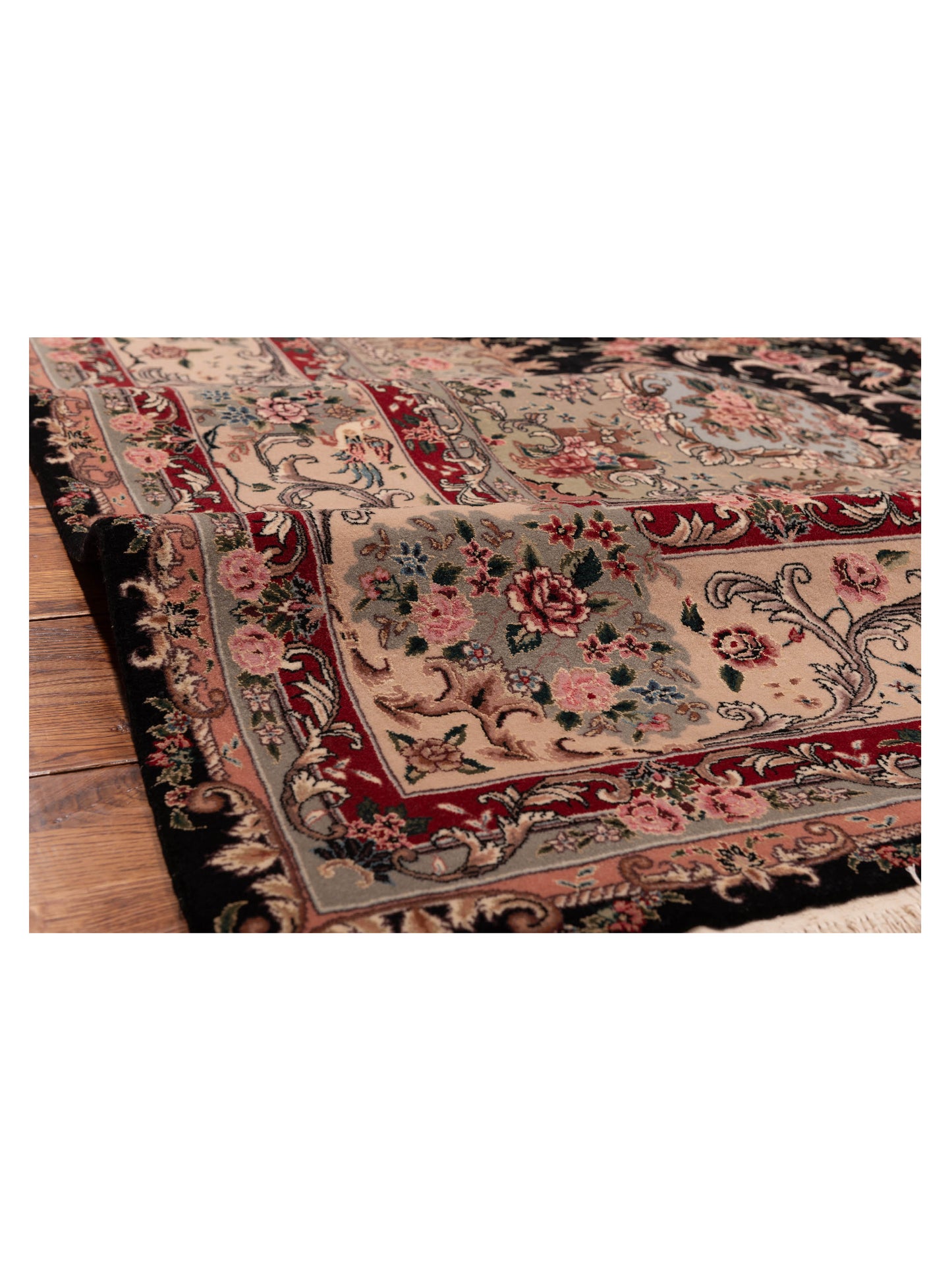 Silkara Black Beige 9x11.11 Hand Knotted Rug