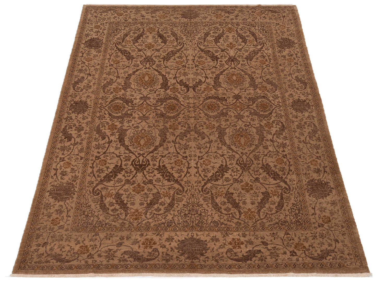Defnera Brown Brown 9.3x11.9 Hand Knotted Rug