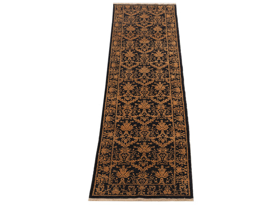 Defnera Black Gold 2.8x9.5 Hand Knotted Rug