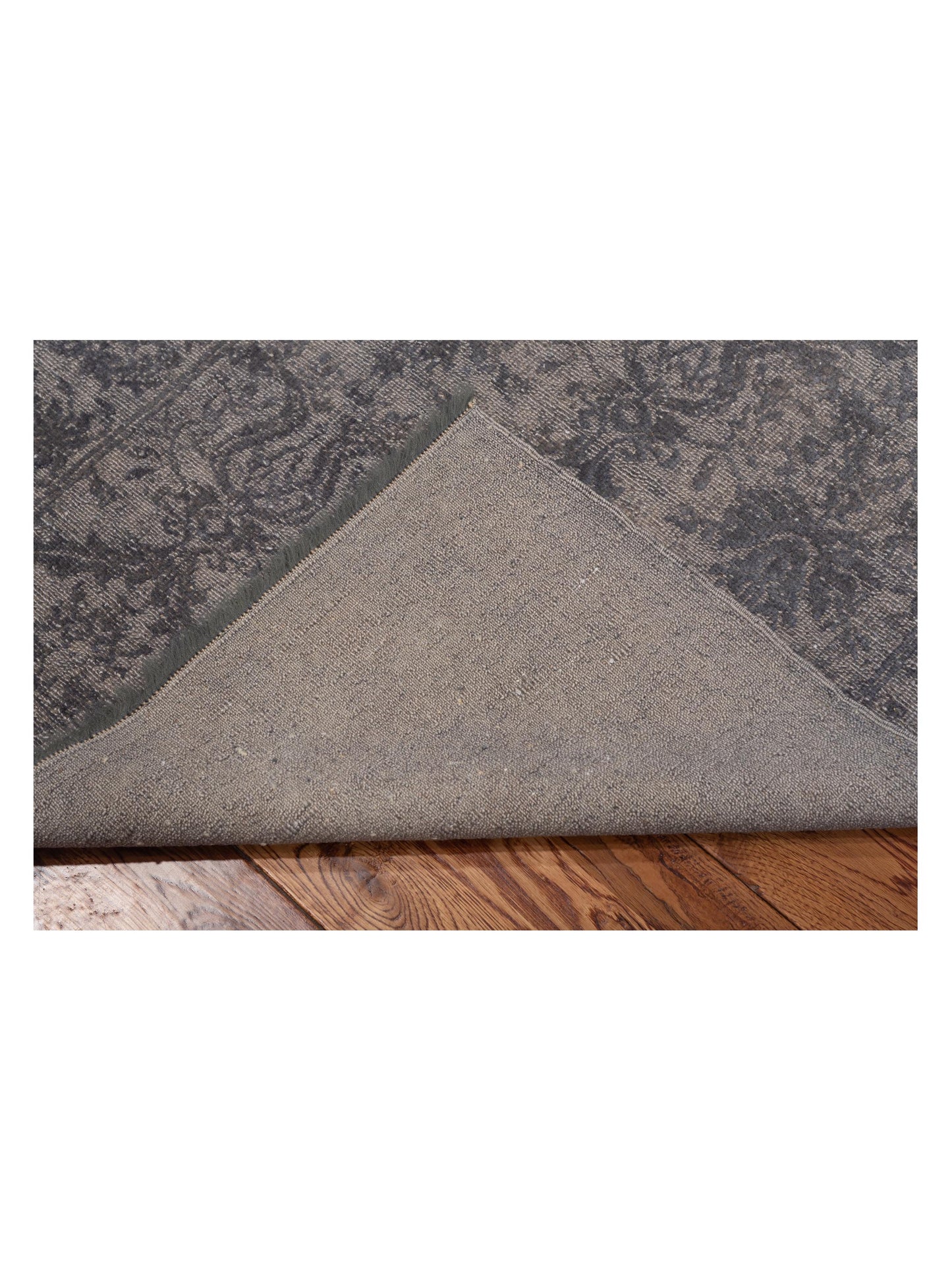 Rechromia Dark Gray Gray 2.7x9.7 Hand Knotted Rug
