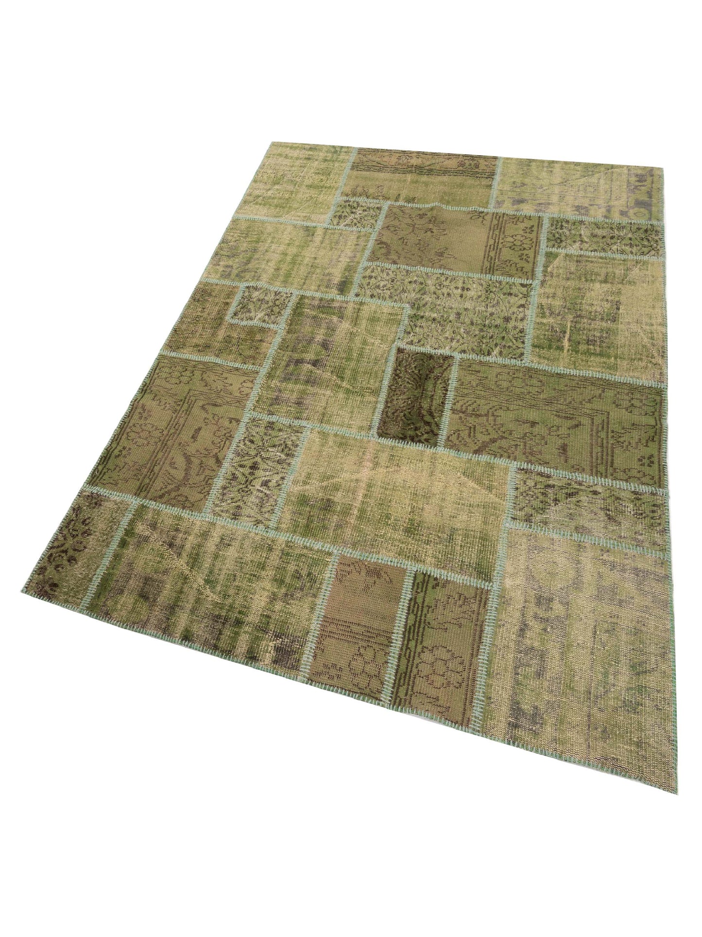 Patchwork Green 6x9 Hand Knotted Rug