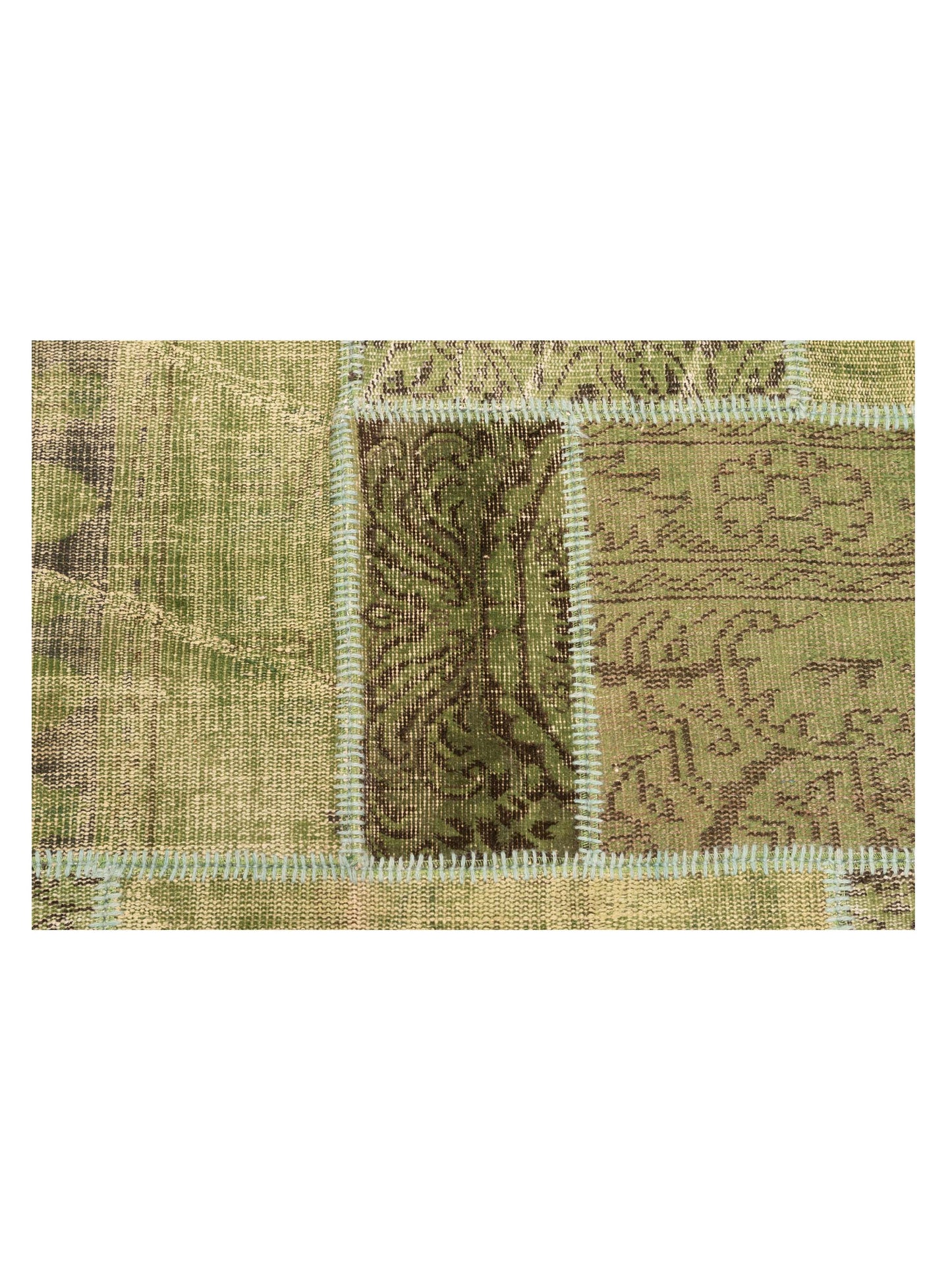 Patchwork Green 6x9 Hand Knotted Rug