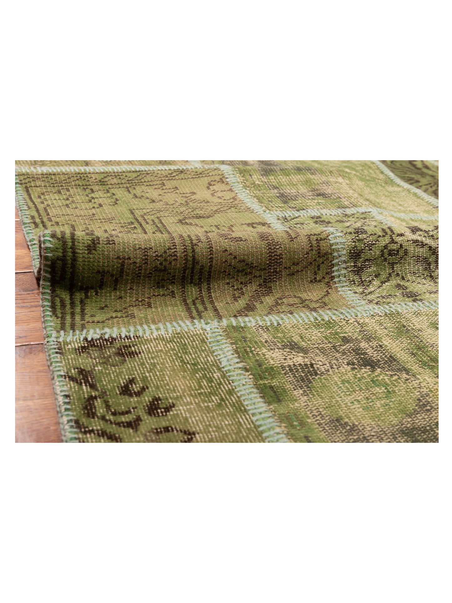 Patchwork Green 6x9 Hand Knotted Rug