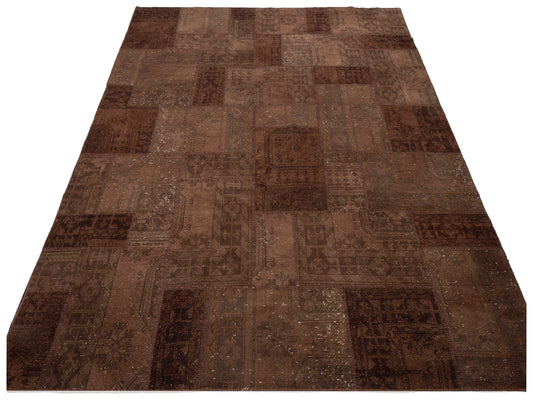 Patchwork Dark Brown 9x11.7 Hand Knotted Rug