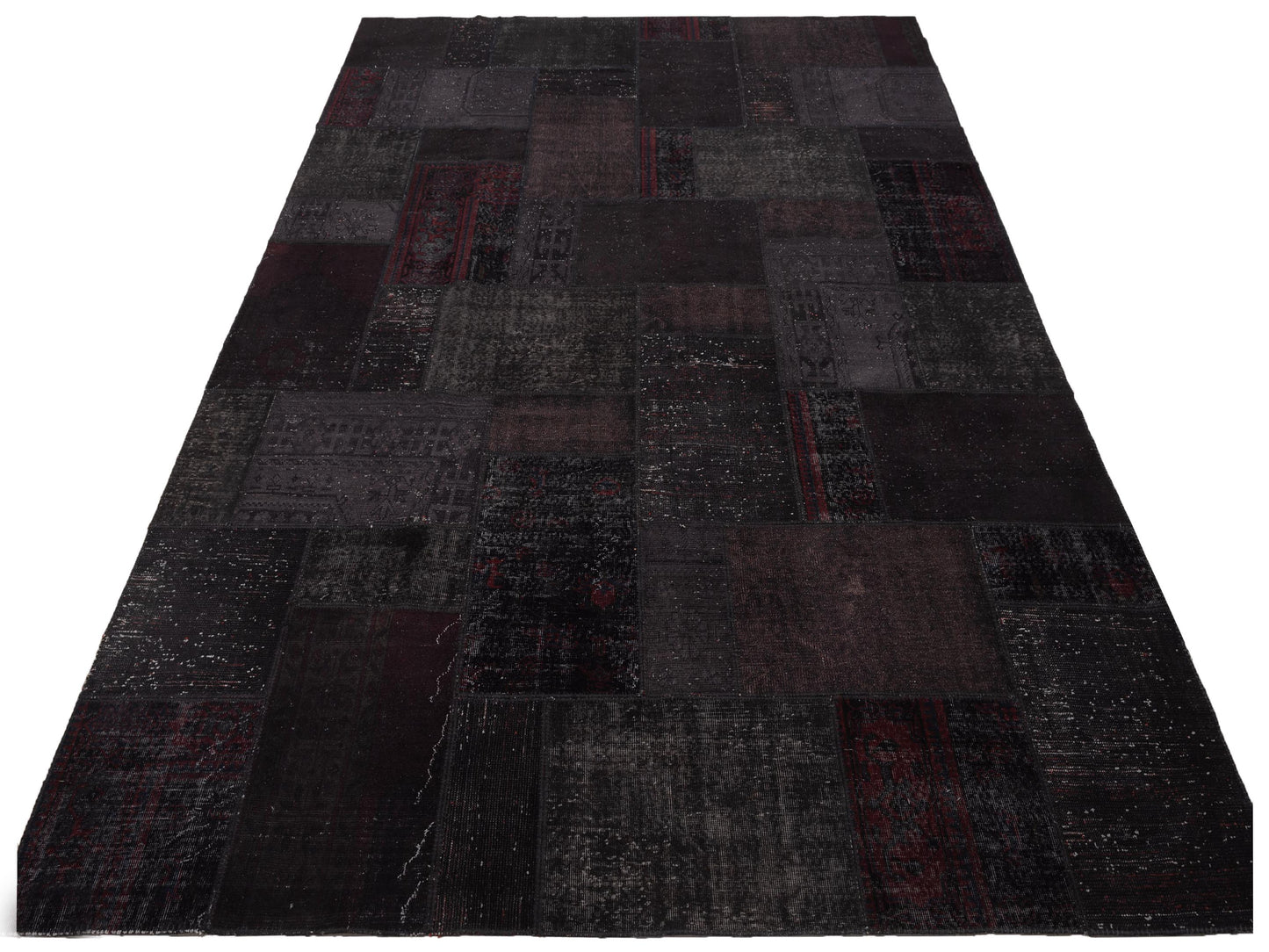 Patchwork Black 10x13.4 Hand Knotted Rug