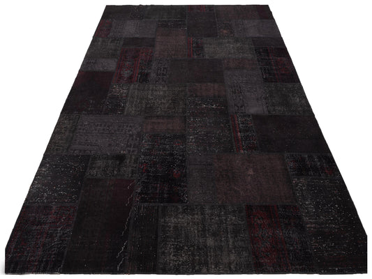 Patchwork Black 10x13.4 Hand Knotted Rug