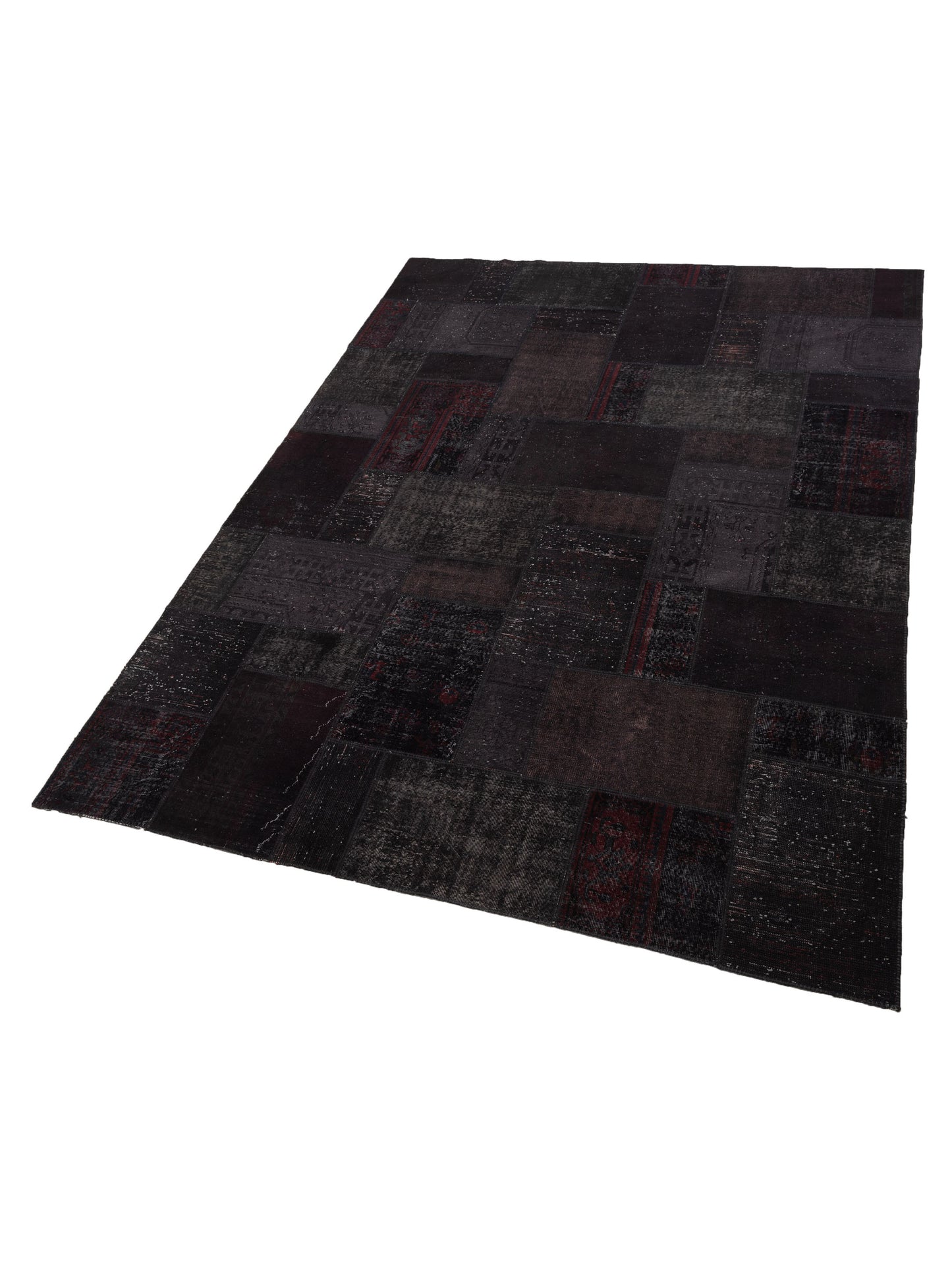 Patchwork Black 10x13.4 Hand Knotted Rug