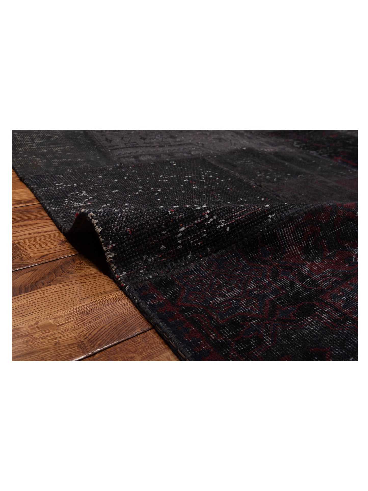 Patchwork Black 10x13.4 Hand Knotted Rug