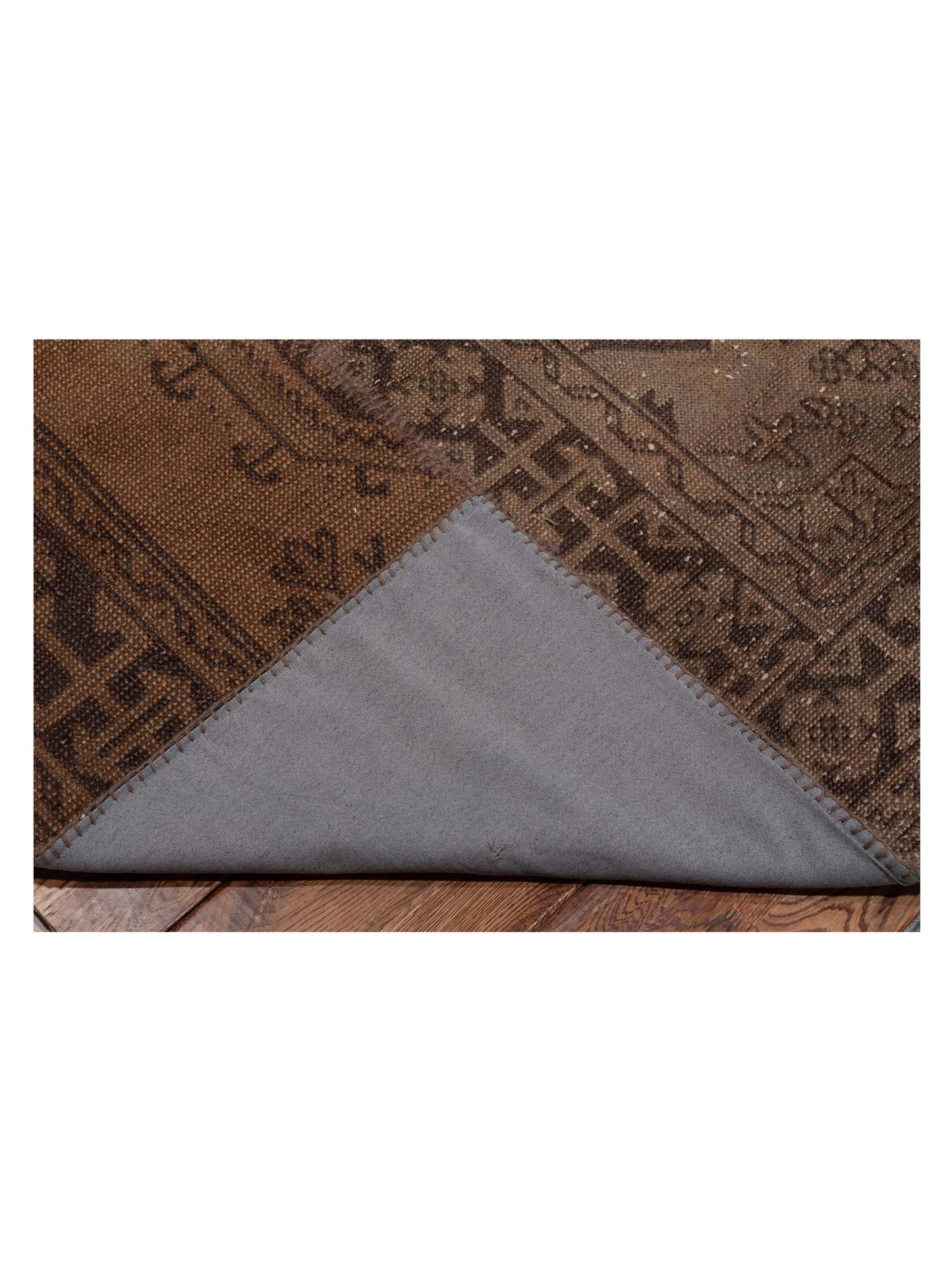 Patchwork Brown 10x13.3 Hand Knotted Rug