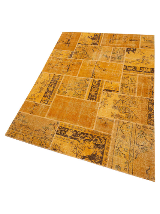 Patchwork Yellow 6.1x9 Hand Knotted Rug