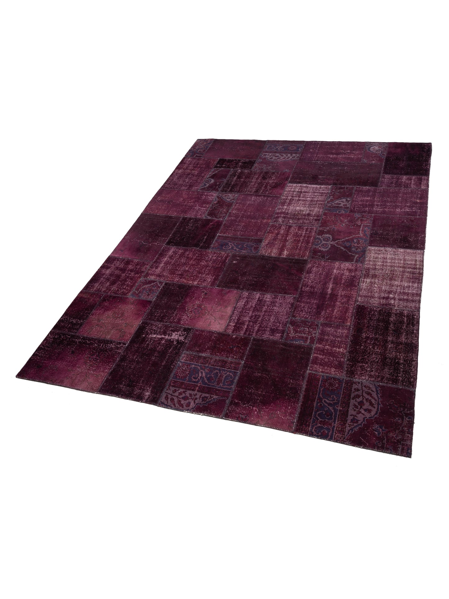 Patchwork Burgundy 9.11x13.3 Hand Knotted Rug